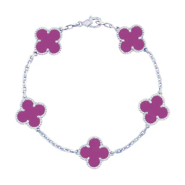 925 Silver Purple Clover Bracelets for Men and Women 6" 7" and 8" Inches Adjustable - Jewelry Store by Erik Rayo