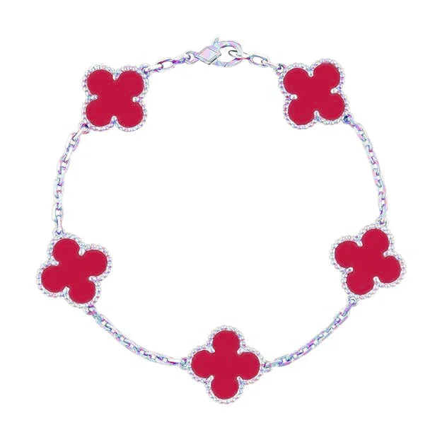 925 Silver Red Clover Bracelets for Men and Women 6" 7" and 8" Inches Adjustable - Jewelry Store by Erik Rayo