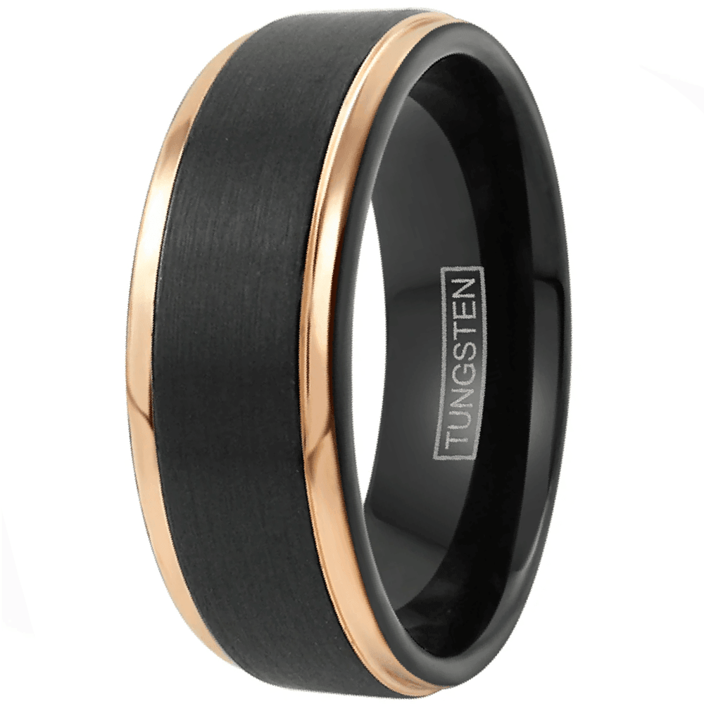 Men's Wedding Band Rings - Black Rose Gold Brushed - 6mm Wedding Rings for Men and Women - Jewelry Store by Erik Rayo