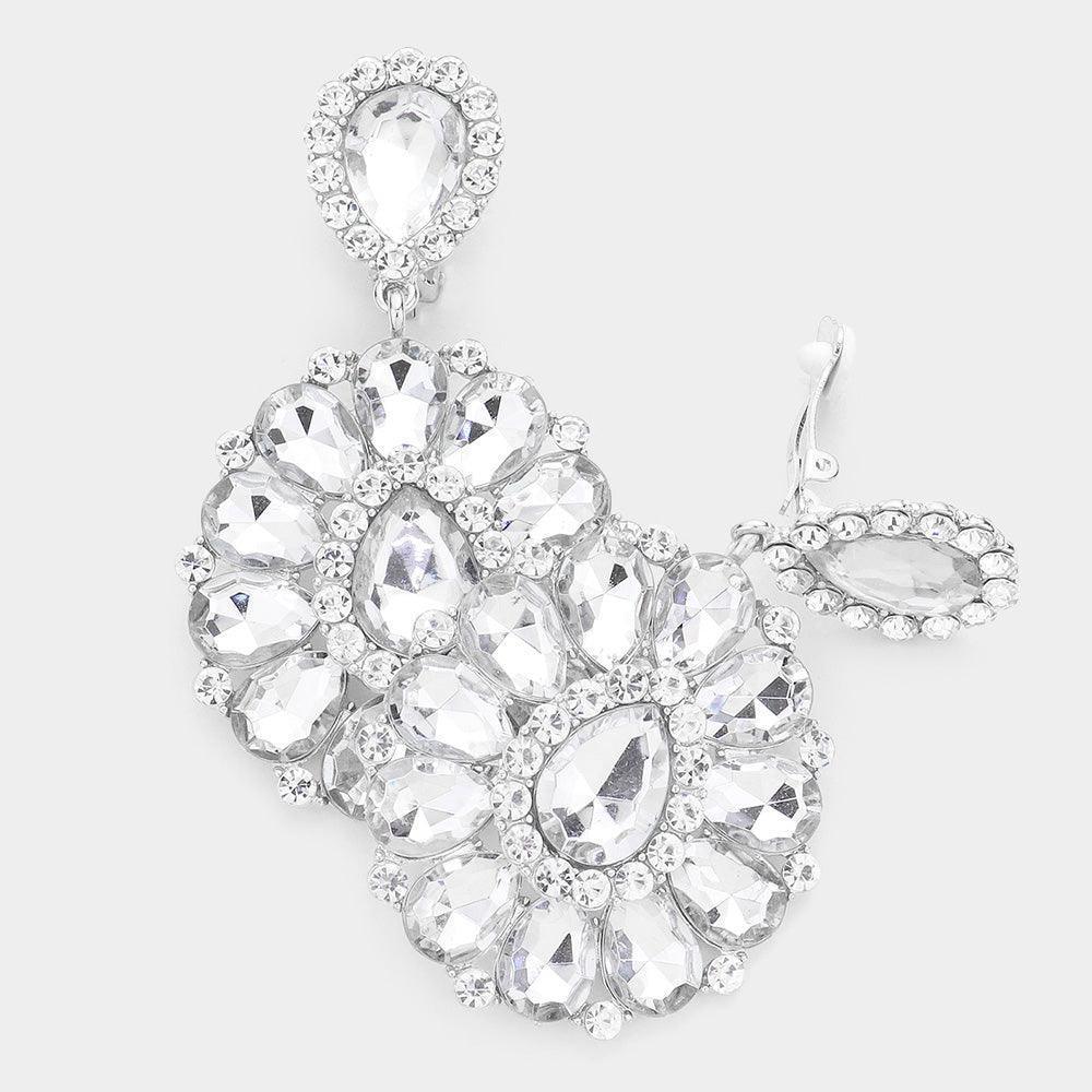 Crystal Teardrop Cluster Statement Clip on Earrings - Jewelry Store by Erik Rayo