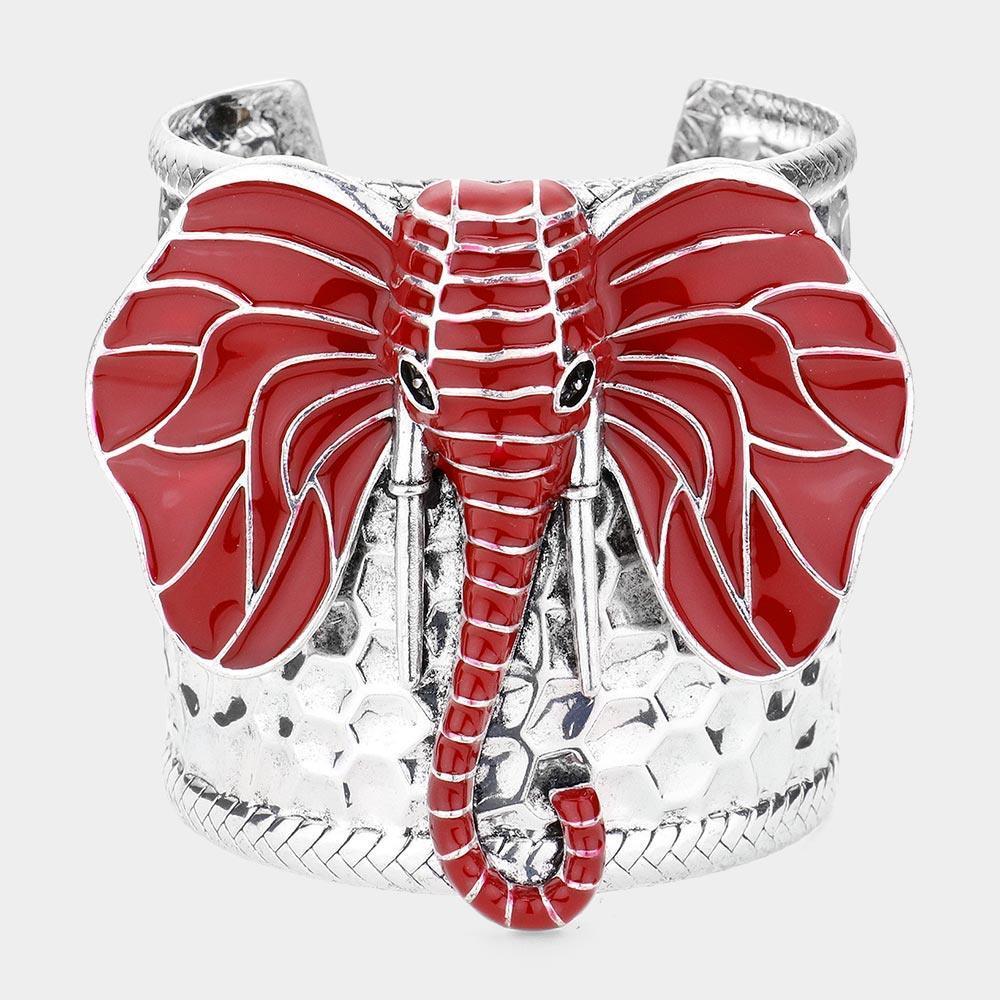 Enamel Elephant Metal Cuff Bracelet - Jewelry Store by Erik Rayo