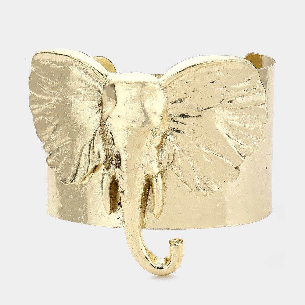 Gold Metal Elephant Cuff Bracelet - Jewelry Store by Erik Rayo