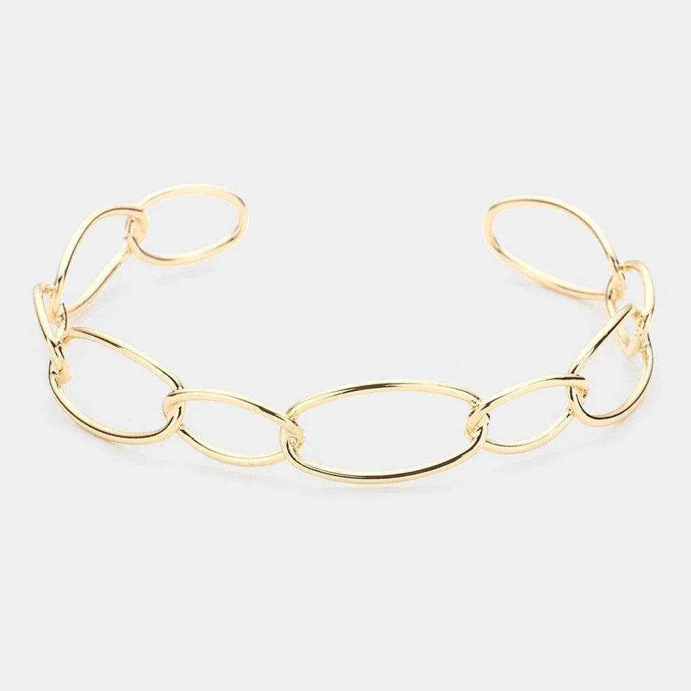 Gold Brass Metal Open Oval Link Cuff Bracelet - Jewelry Store by Erik Rayo