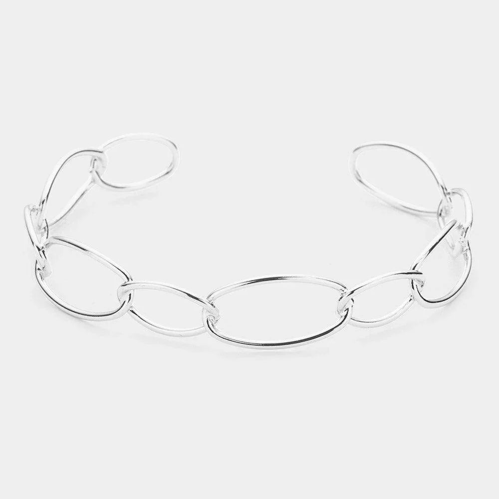 Brass Metal Open Oval Link Cuff Bracelet - Jewelry Store by Erik Rayo