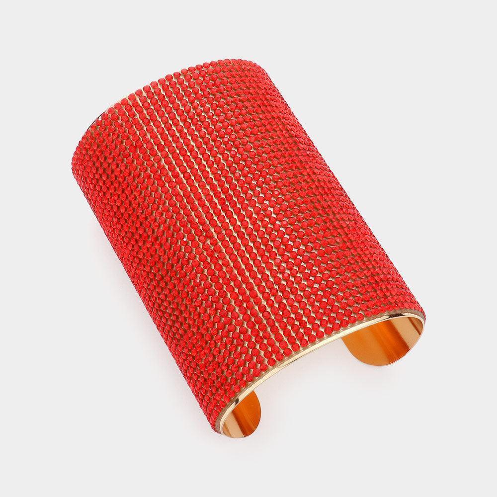 Red Wide Crystal Cuff Bracelet - Jewelry Store by Erik Rayo