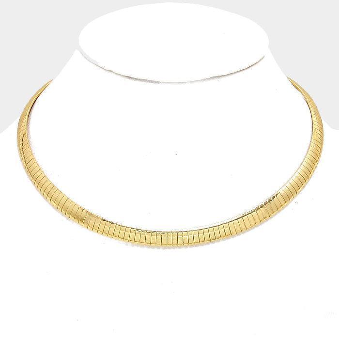 Gold 16" Metal Omega Choker Necklace - Jewelry Store by Erik Rayo