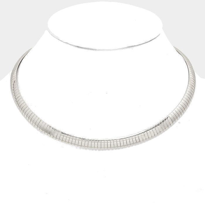 Silver 16" Metal Omega Choker Necklace - Jewelry Store by Erik Rayo