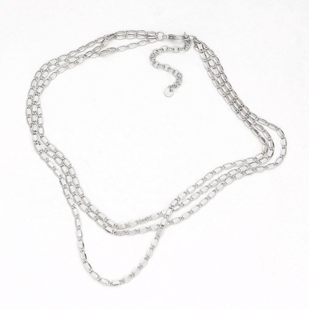Triple Layered Brass Metal Chain Necklace - Jewelry Store by Erik Rayo