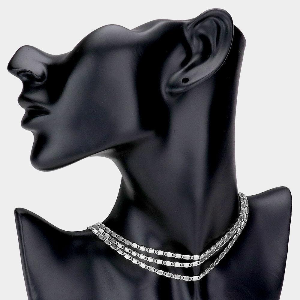 Triple Layered Brass Metal Chain Necklace - Jewelry Store by Erik Rayo