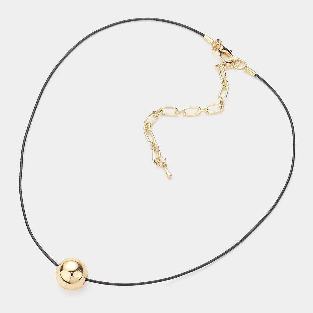 Gold Metal Ball Pendant Choker Necklace - Jewelry Store by Erik Rayo