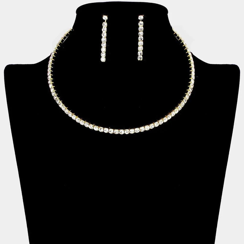 Gold Rhinestone Evening Choker Necklace - Jewelry Store by Erik Rayo