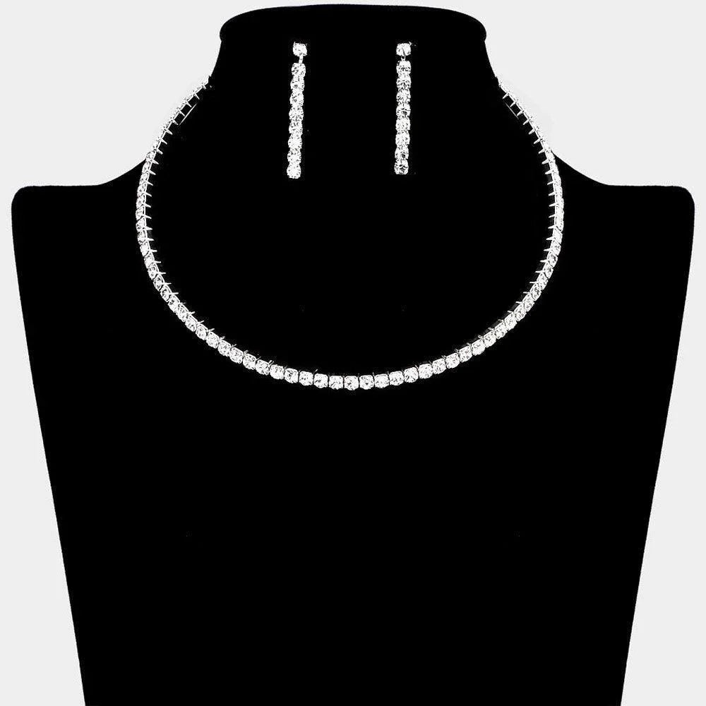 Silver Rhinestone Evening Choker Necklace - Jewelry Store by Erik Rayo