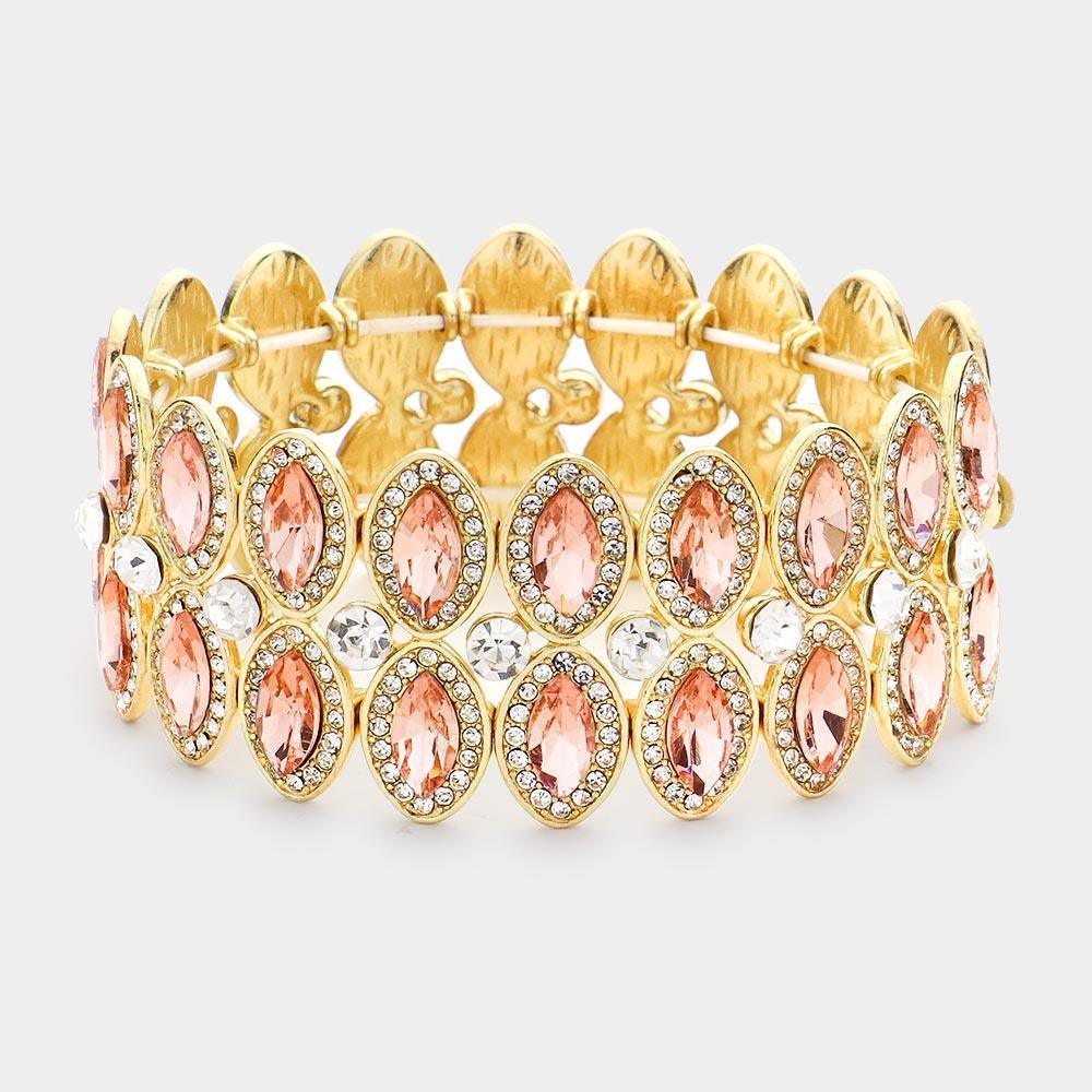 Peach Marquise Stone Accented Stretch Evening Bracelet - Jewelry Store by Erik Rayo