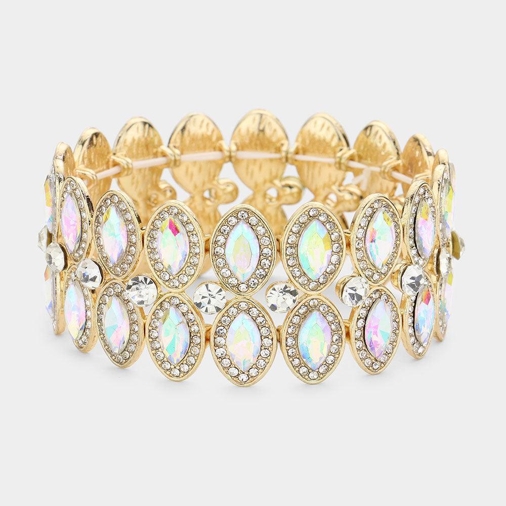 Gold Marquise Stone Accented Stretch Evening Bracelet - Jewelry Store by Erik Rayo