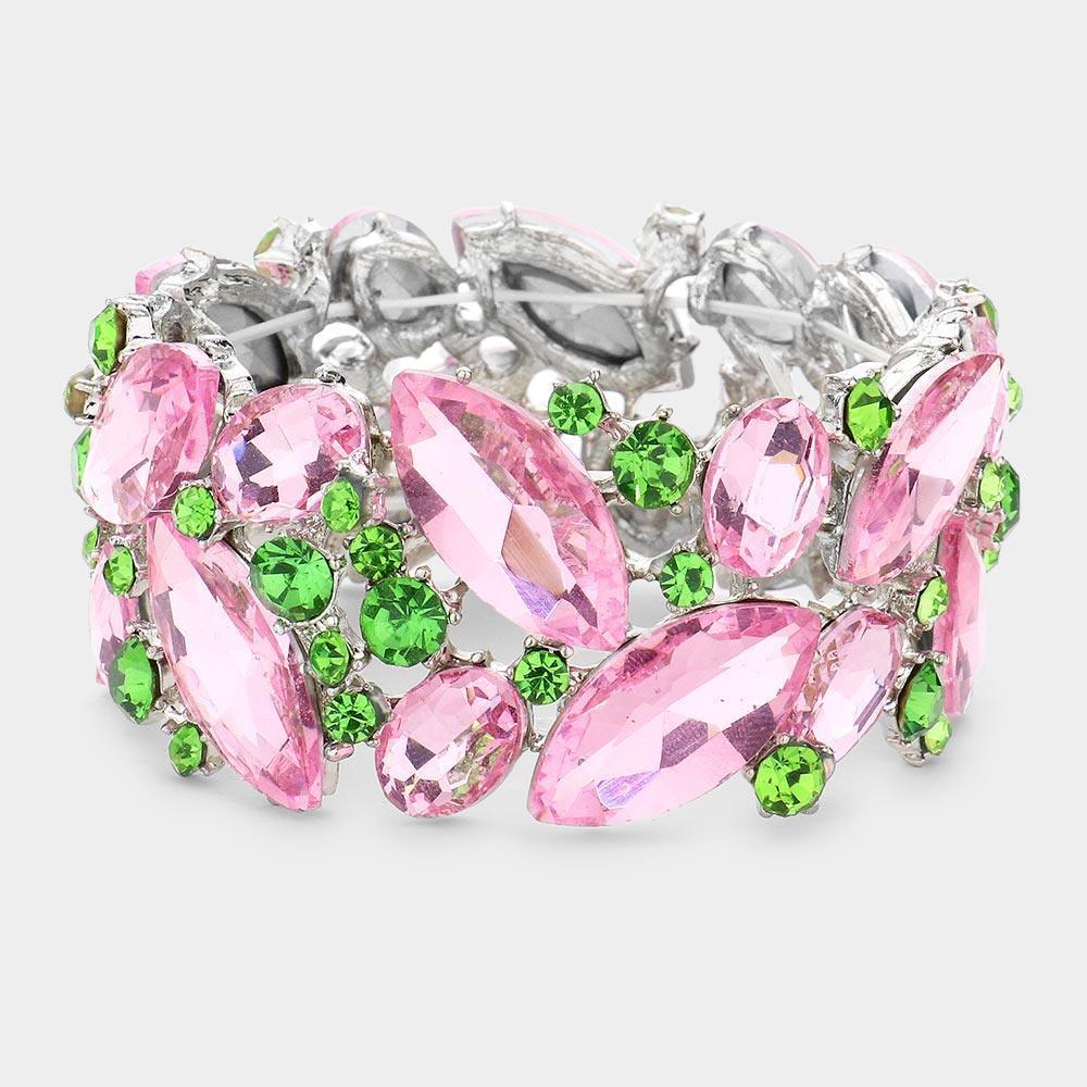 Pink Marquise Crystal Stretch Evening Bracelet - Jewelry Store by Erik Rayo
