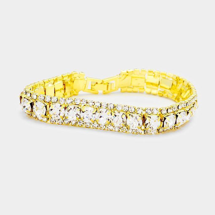 Gold Marquise Crystal Rhinestone Trim Evening Bracelet - Jewelry Store by Erik Rayo