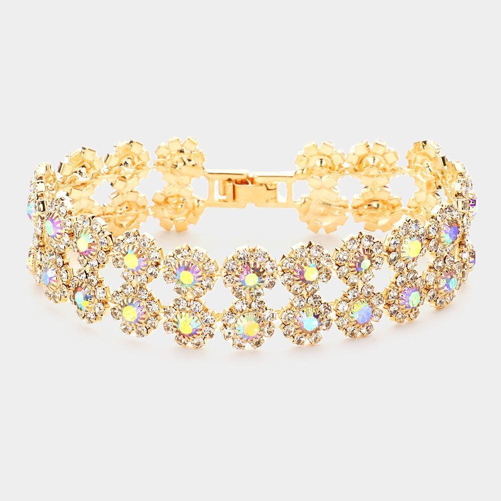 Gold Round Stone Cluster Evening Bracelet - Jewelry Store by Erik Rayo