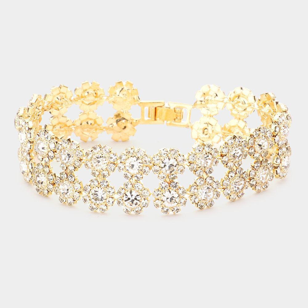 Gold Round Stone Cluster Evening Bracelet - Jewelry Store by Erik Rayo