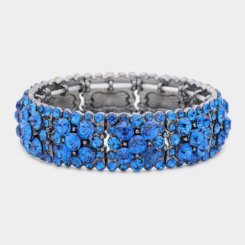 Blue Bubble Stone Cluster Stretch Evening Bracelet - Jewelry Store by Erik Rayo
