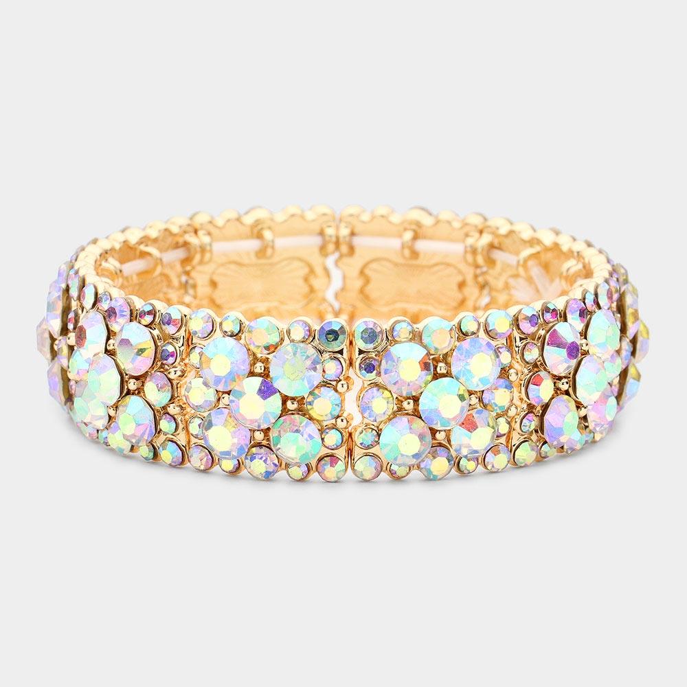 Gold Bubble Stone Cluster Stretch Evening Bracelet - Jewelry Store by Erik Rayo