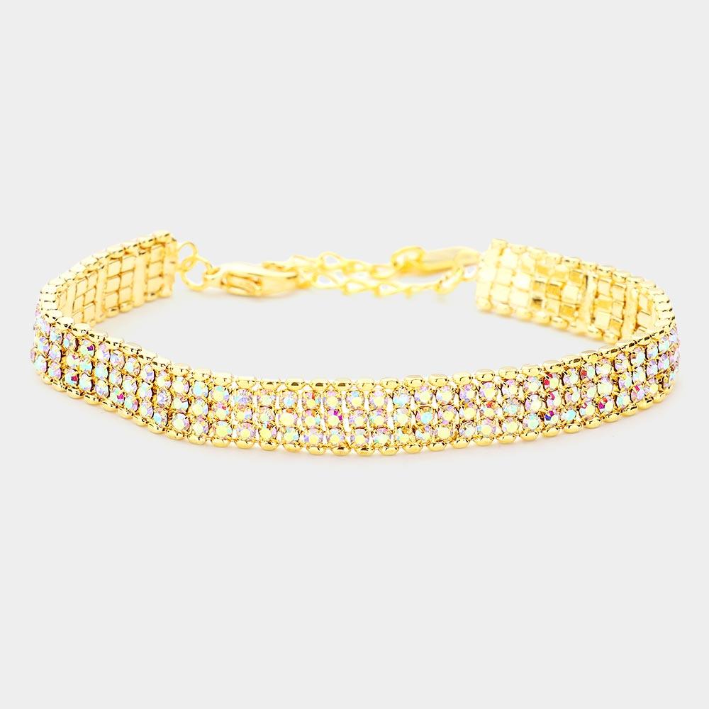 Gold 3Rows Rhinestone Evening Bracelet - Jewelry Store by Erik Rayo