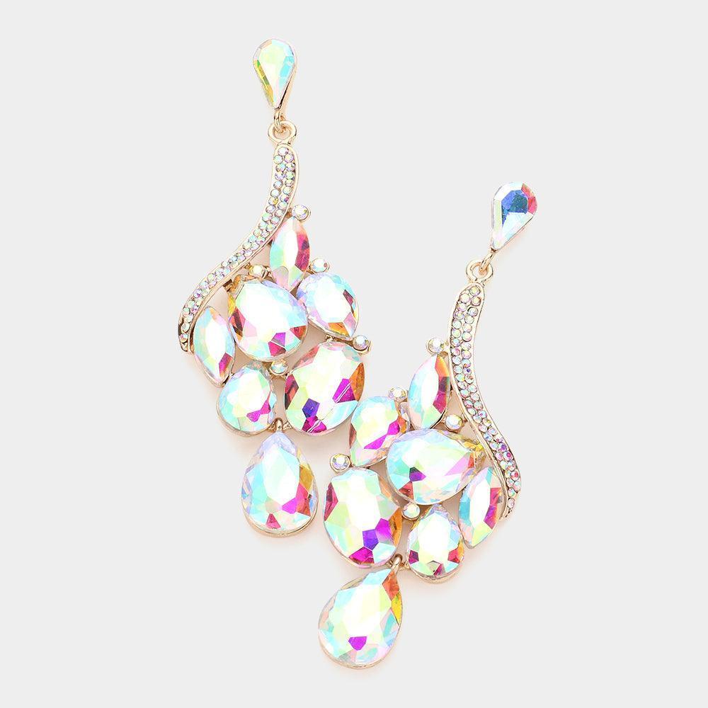 Gold Multi Stone Cluster Dangle Evening Earrings - Jewelry Store by Erik Rayo