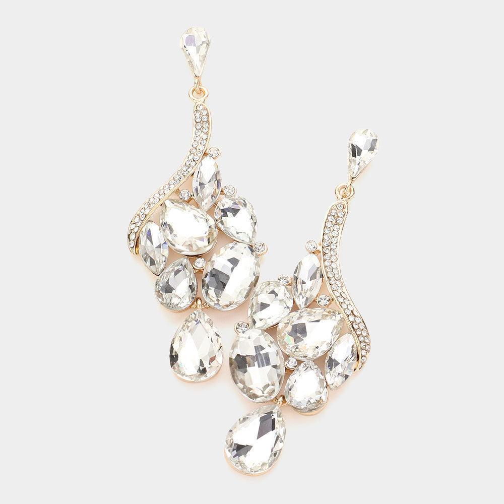 Gold Multi Stone Cluster Dangle Evening Earrings - Jewelry Store by Erik Rayo