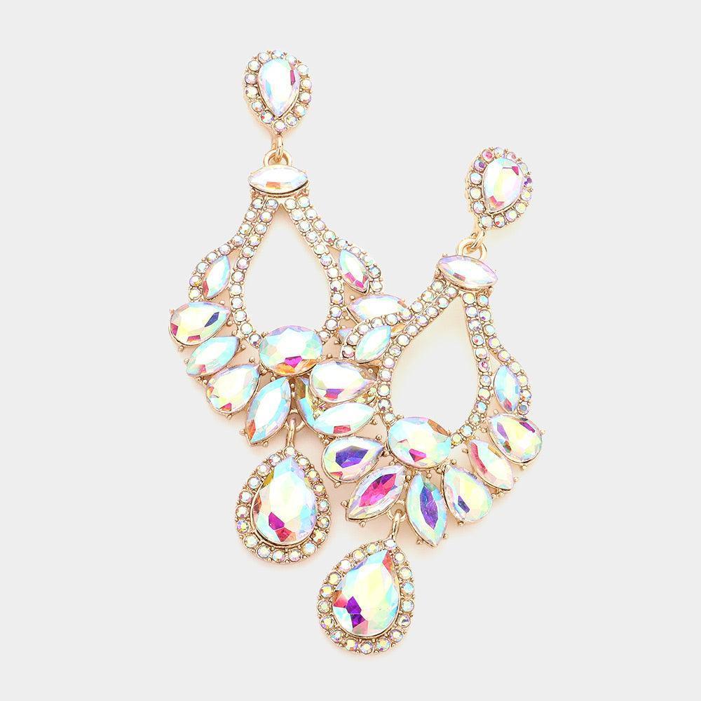 Gold Multi Stone Cluster Dangle Evening Earrings - Jewelry Store by Erik Rayo