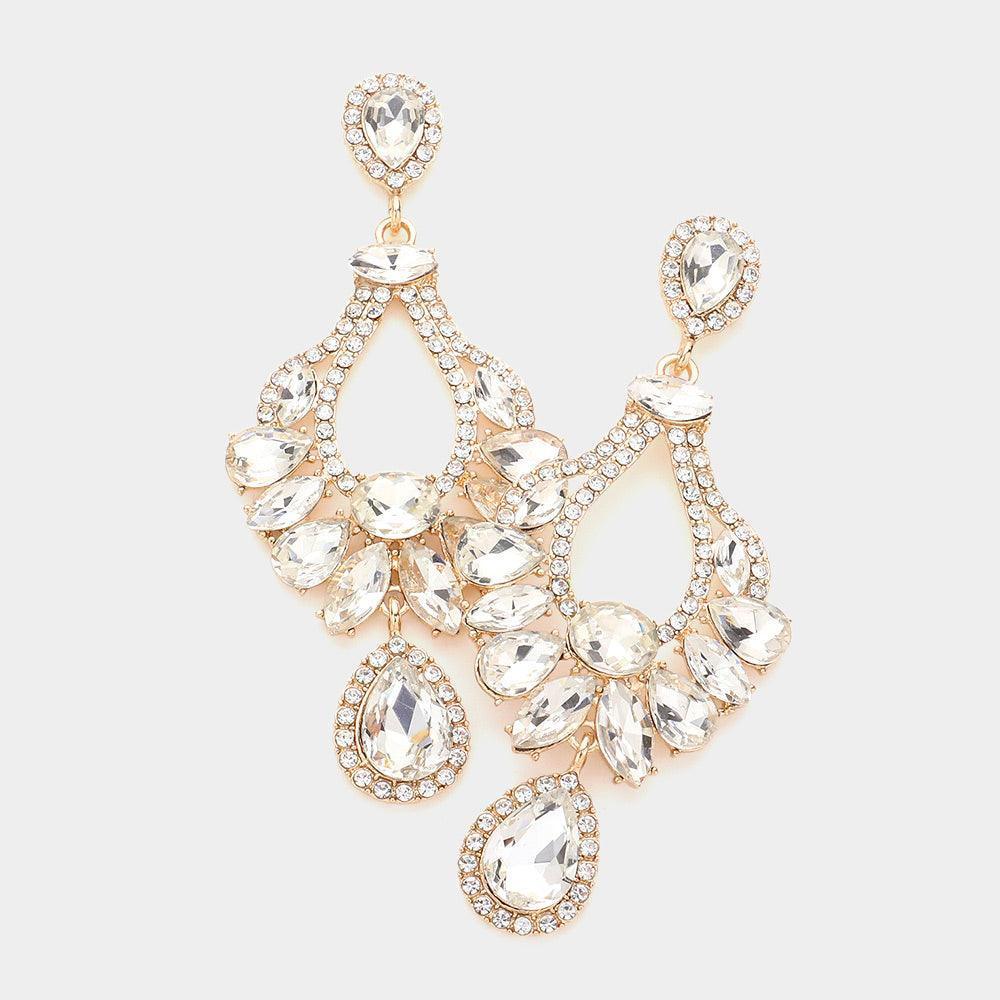 Gold Multi Stone Cluster Dangle Evening Earrings - Jewelry Store by Erik Rayo