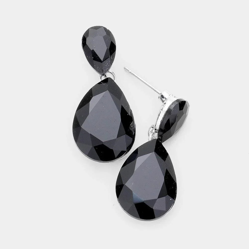 Silver Teardrop Crystal Drop Evening Earrings - Jewelry Store by Erik Rayo