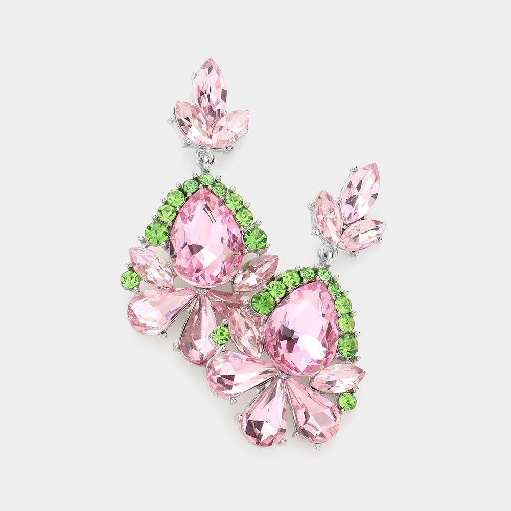 Pink Marquise Crystal Statement Evening Earrings - Jewelry Store by Erik Rayo