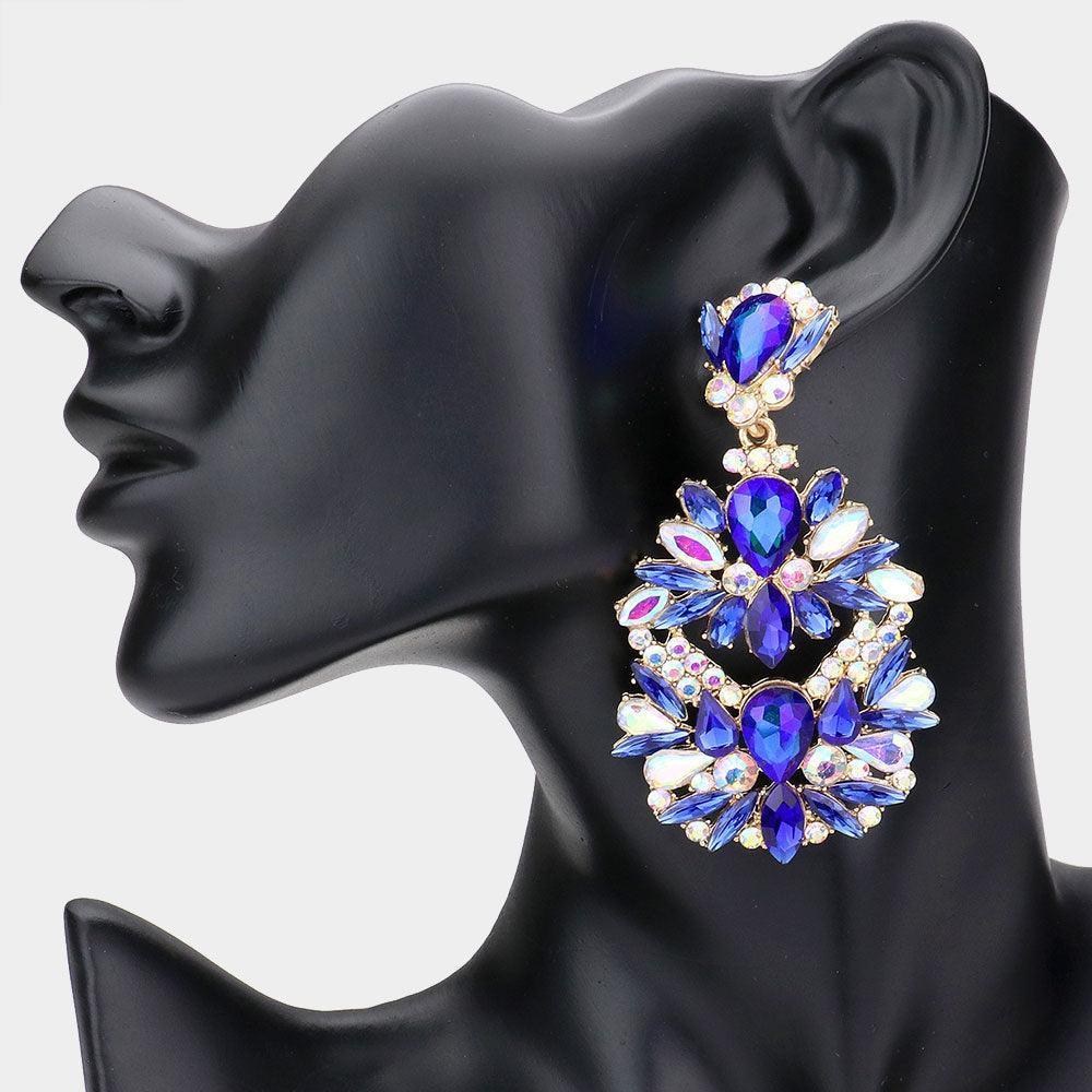 Multi Stone Cluster Chandelier Dangle Evening Earrings - Jewelry Store by Erik Rayo