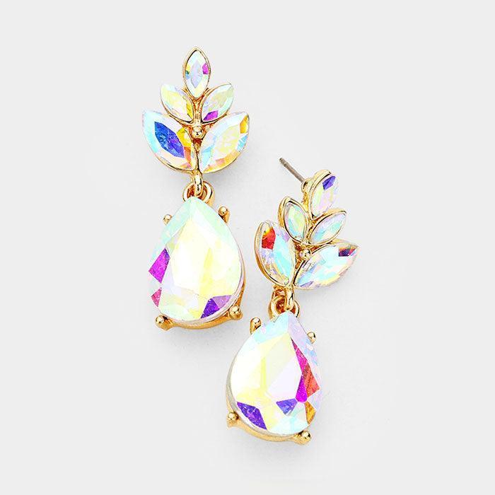 Gold Crystal Teardrop Cluster Vine Evening Earrings - Jewelry Store by Erik Rayo