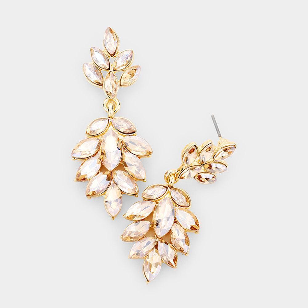 Crystal Marquise Cluster Drop Evening Earrings - Jewelry Store by Erik Rayo