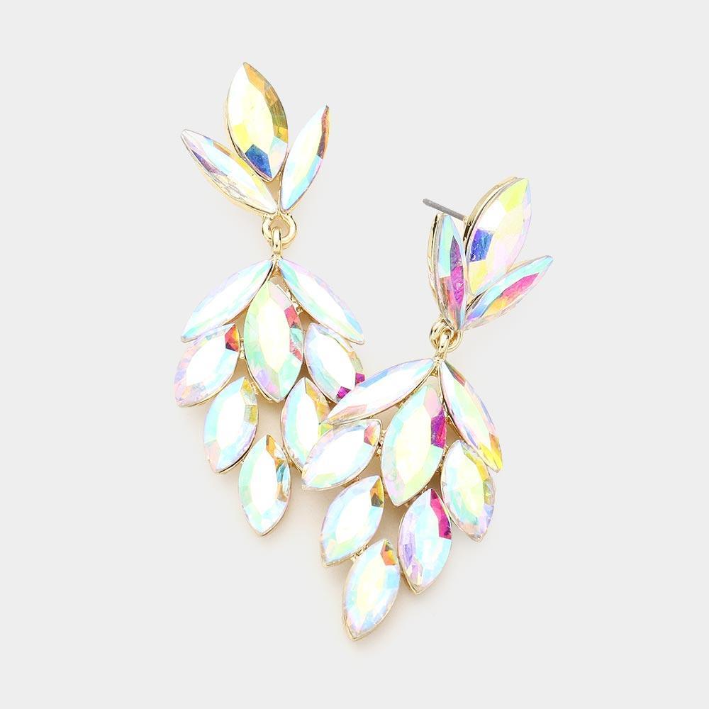 Gold Crystal Marquise Cluster Evening Earrings - Jewelry Store by Erik Rayo
