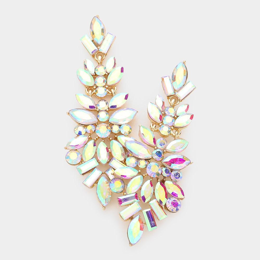 Gold Marquise Stone Cluster Evening Earrings - Jewelry Store by Erik Rayo