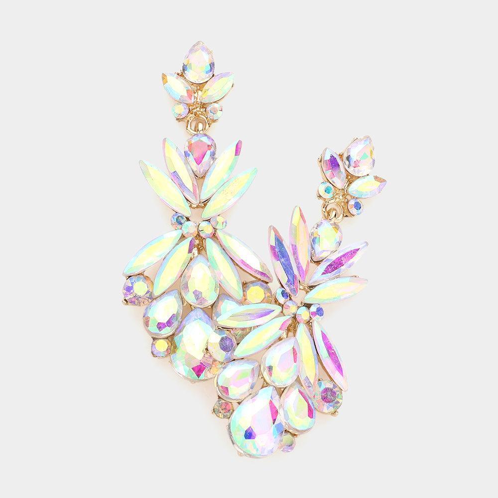 Gold Multi Stone Cluster Dangle Evening Earrings - Jewelry Store by Erik Rayo