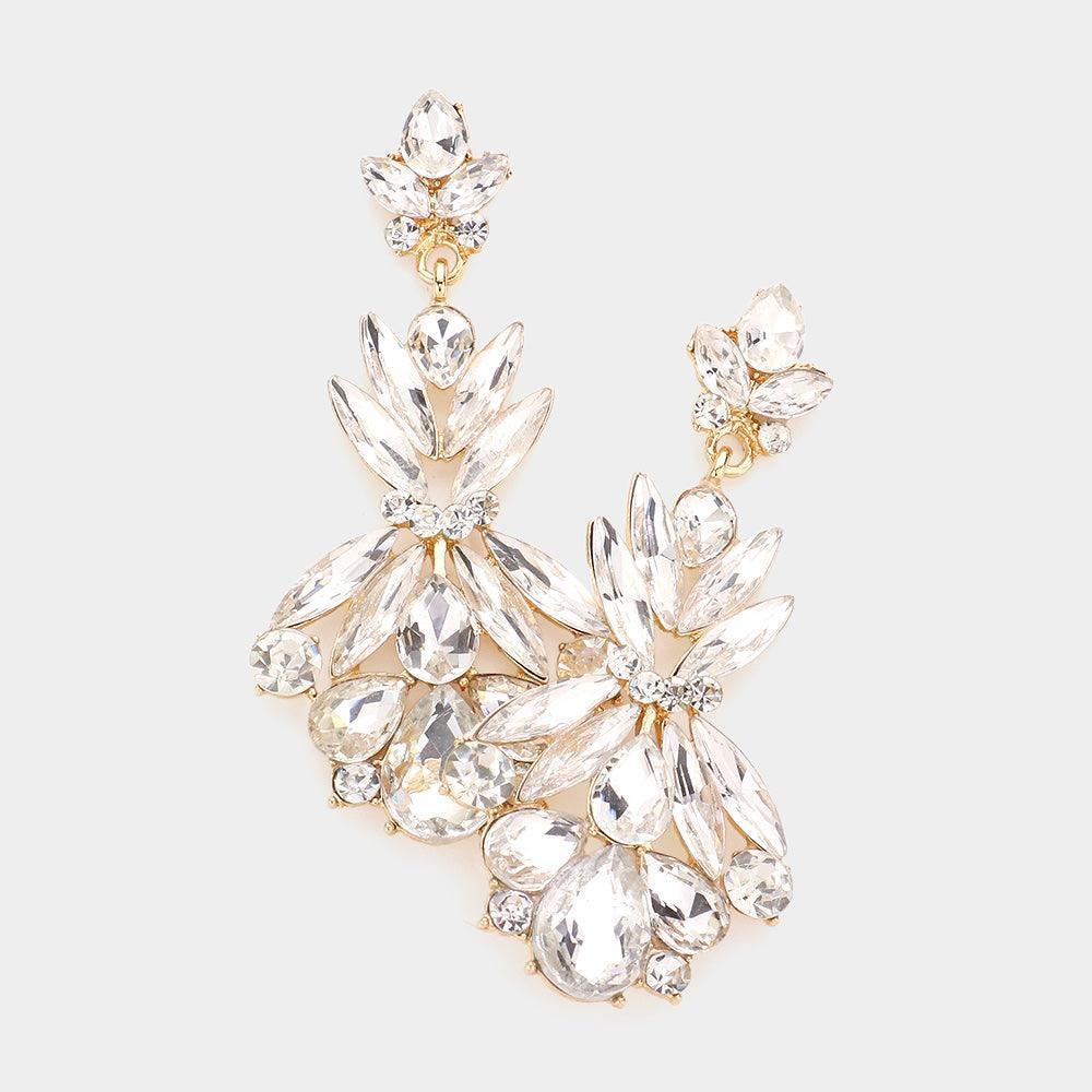 Gold Multi Stone Cluster Dangle Evening Earrings - Jewelry Store by Erik Rayo