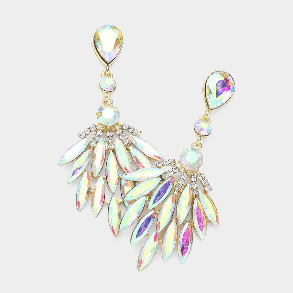 Gold Marquise Stone Cluster Evening Earrings - Jewelry Store by Erik Rayo