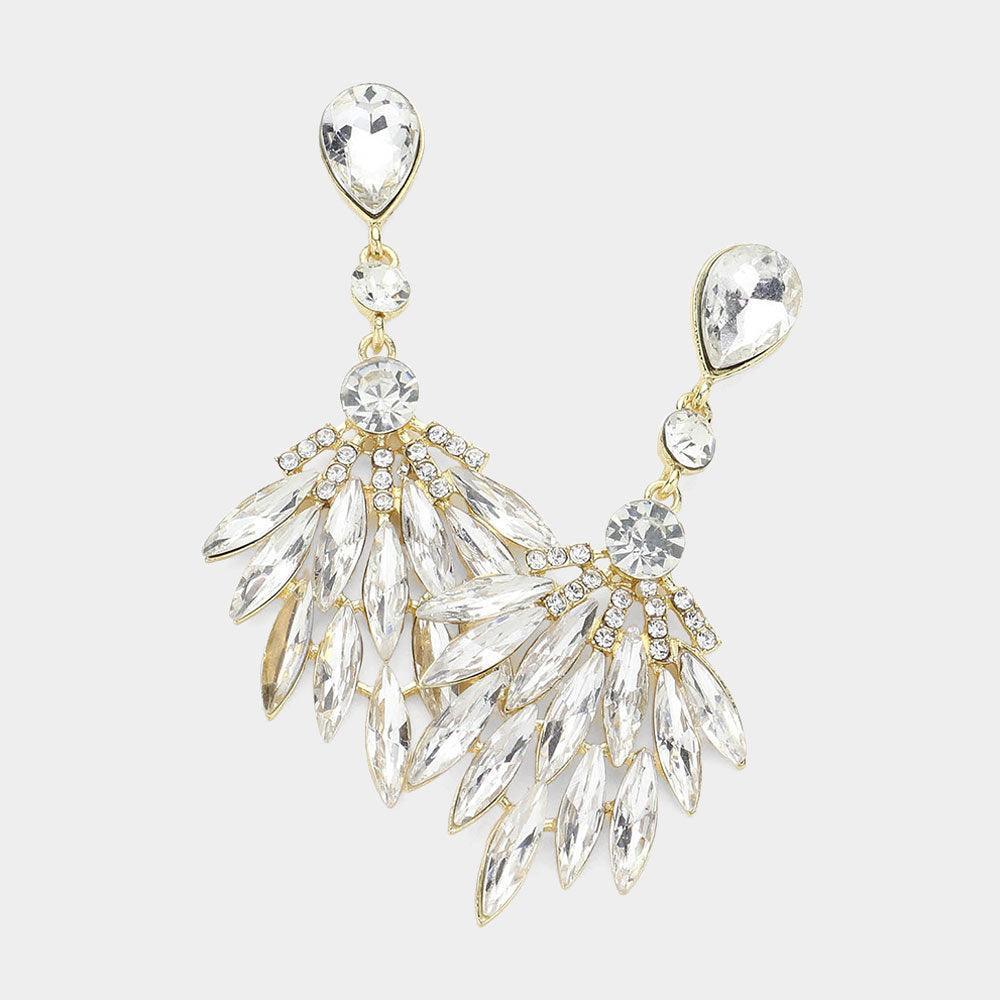 Gold Marquise Stone Cluster Evening Earrings - Jewelry Store by Erik Rayo