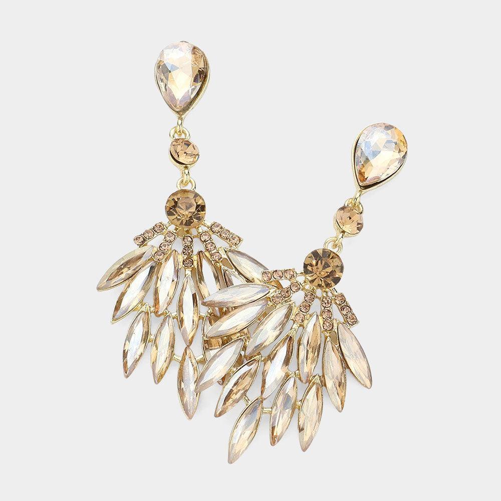 Gold Marquise Stone Cluster Evening Earrings - Jewelry Store by Erik Rayo