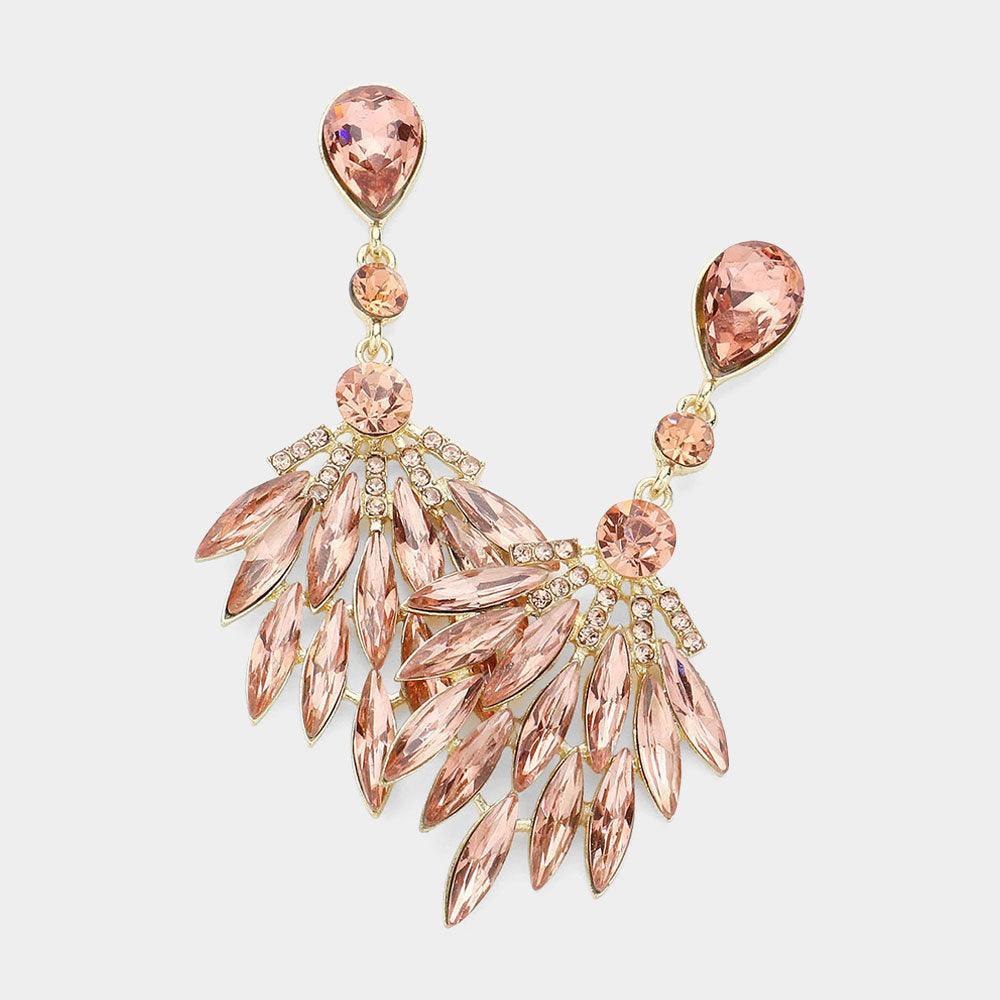 Gold Marquise Stone Cluster Evening Earrings - Jewelry Store by Erik Rayo