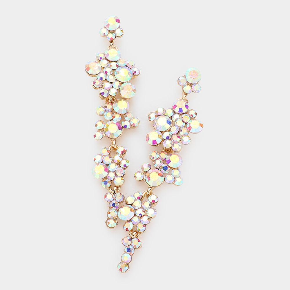Gold Bubble Stone Cluster Dangle Evening Earrings - Jewelry Store by Erik Rayo