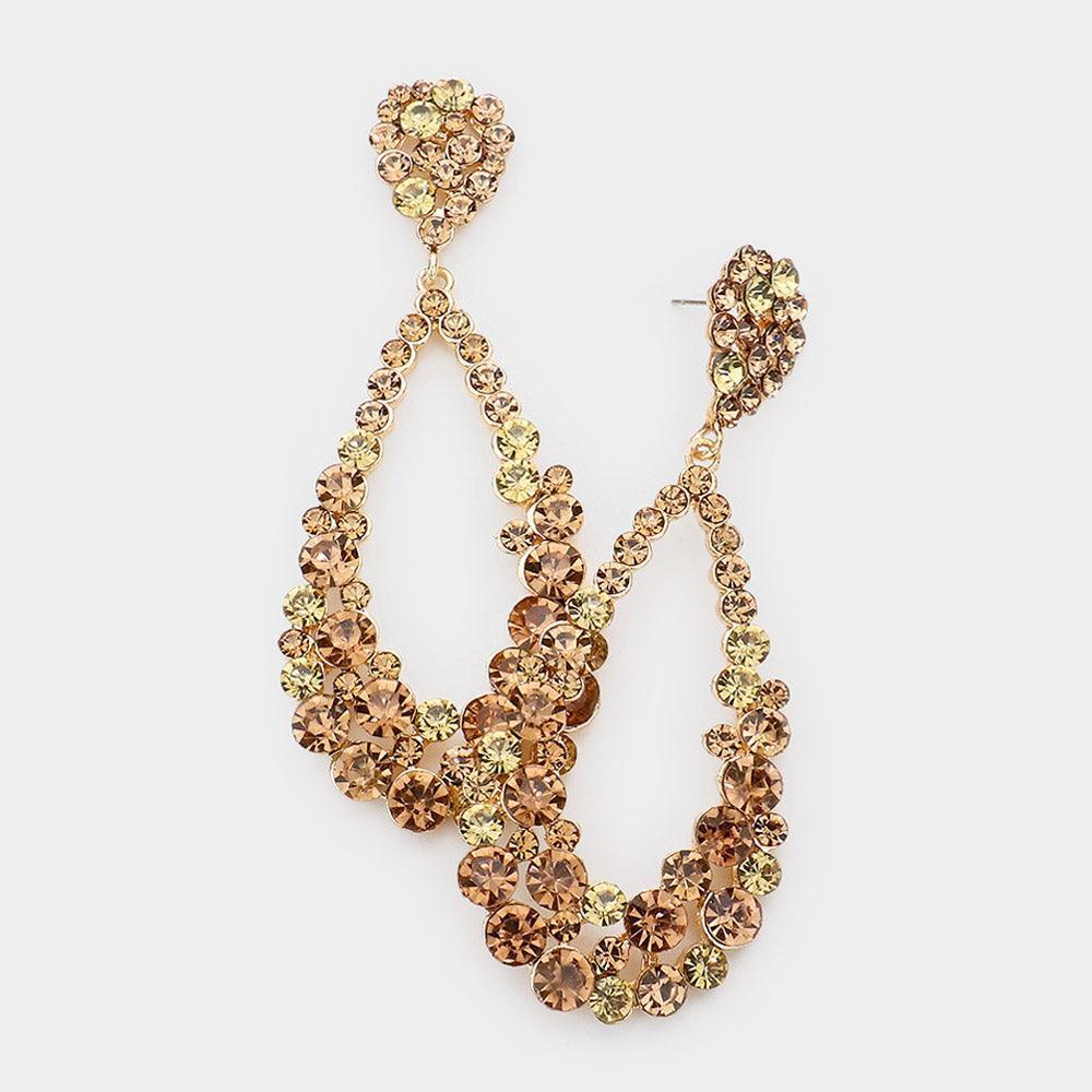 Crystal Bubble Cluster Teardrop Evening Earrings - Jewelry Store by Erik Rayo