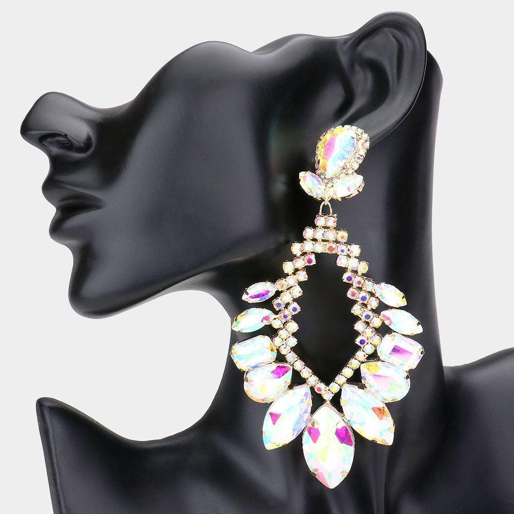 Gold Multi Stone Cluster Statement Evening Earrings - Jewelry Store by Erik Rayo