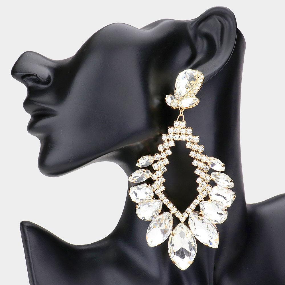 Gold Multi Stone Cluster Statement Evening Earrings - Jewelry Store by Erik Rayo