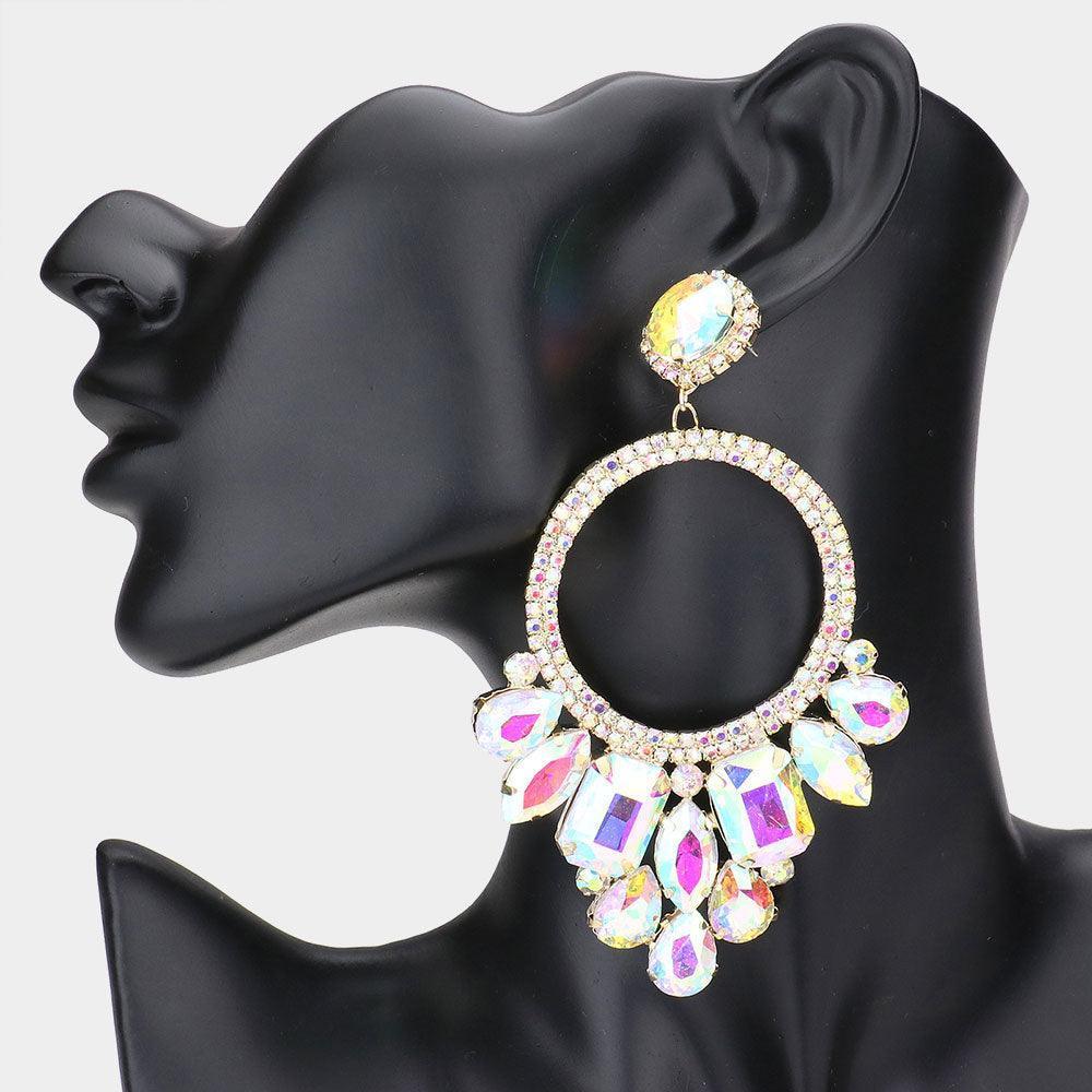Gold Multi Stone Cluster Statement Evening Earrings - Jewelry Store by Erik Rayo
