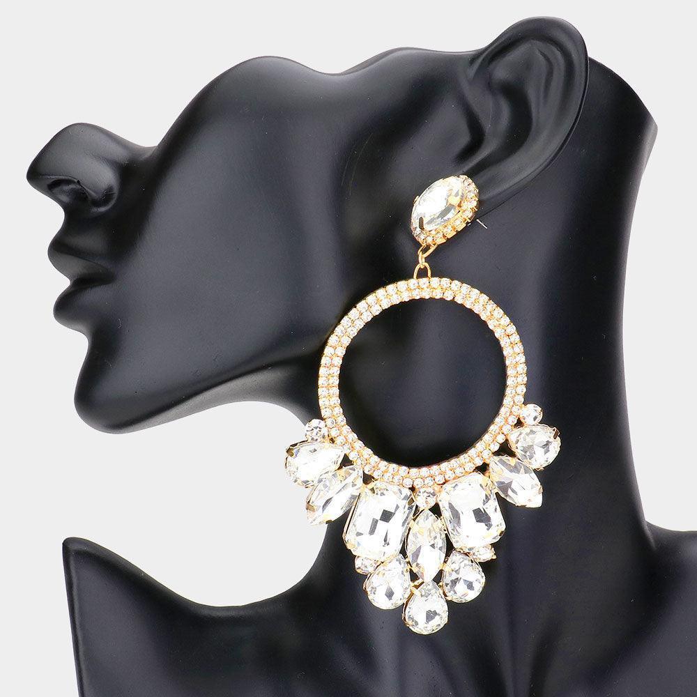 Gold Multi Stone Cluster Statement Evening Earrings - Jewelry Store by Erik Rayo