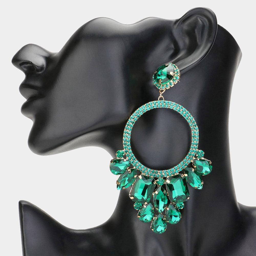 Gold Multi Stone Cluster Statement Evening Earrings - Jewelry Store by Erik Rayo
