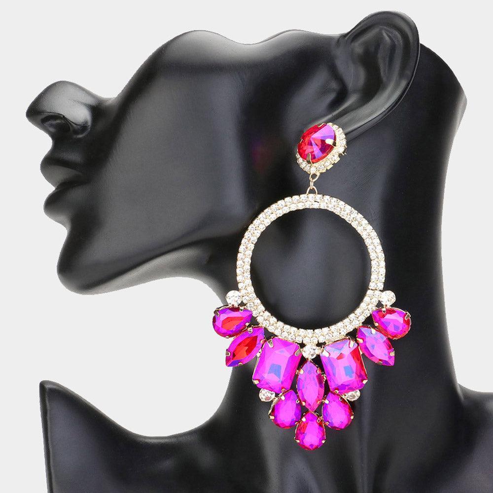 Gold Multi Stone Cluster Statement Evening Earrings - Jewelry Store by Erik Rayo